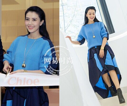 高圆圆教你同色系衣服搭配穿法