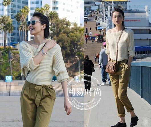 高圆圆教你同色系衣服搭配穿法