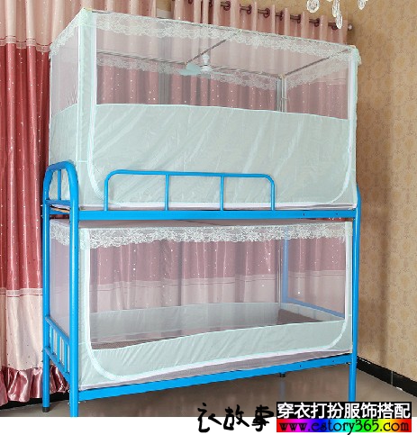 三开门不锈钢管方顶学生蚊帐