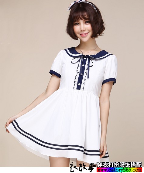 甜美娃娃领少女裙子